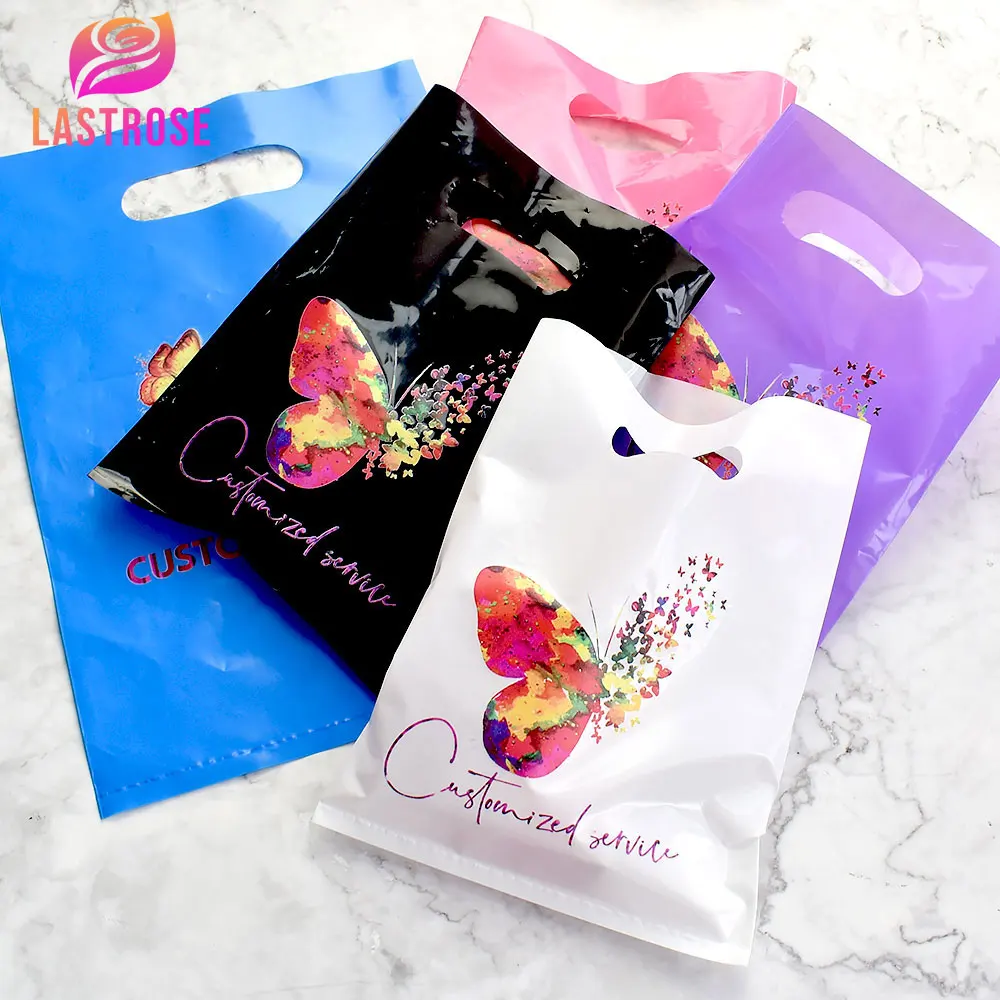 Custom Print Logo Plastic Shopping Bag Plastic Packaging Die Cut Handle