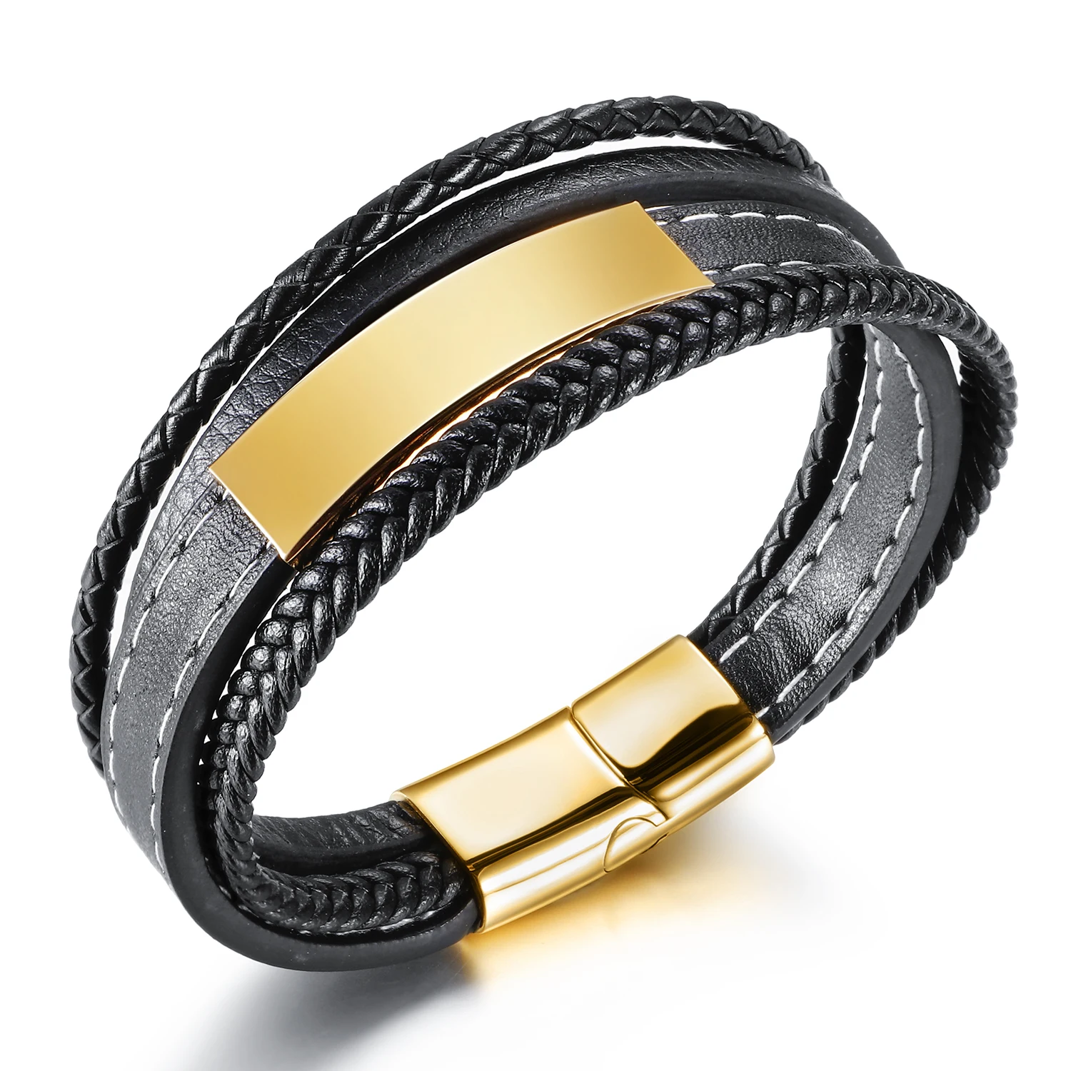 Bracciale in pelle intrecciata: gioielli regolabili marroni vintage - Italia