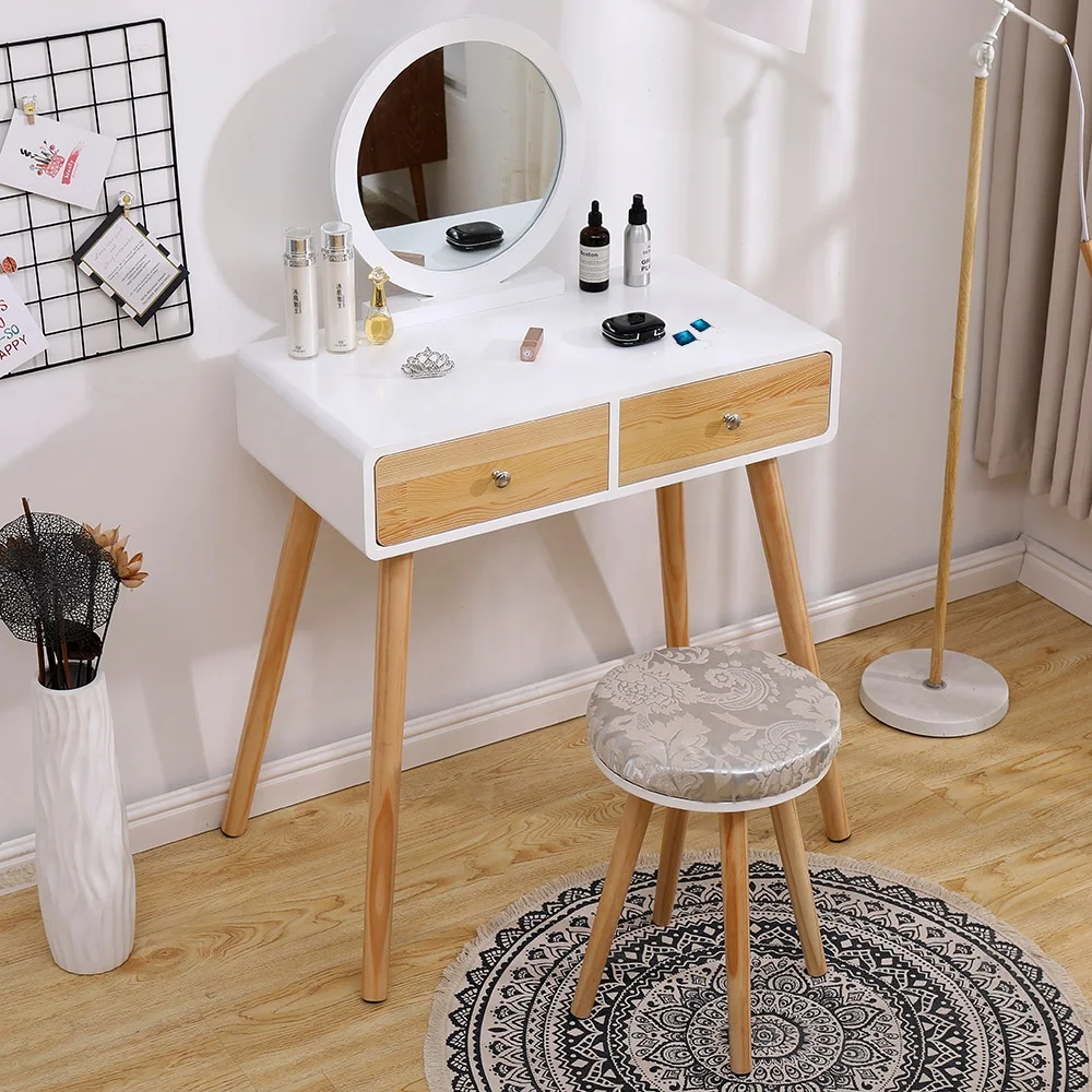 Simple Vanity with Shelves and Light Up Mirror