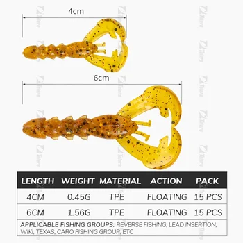 Hot Sale 15pcs/Bag TPR Soft Fishing Lure Lobster Plastic Crawfish Bait Prawn Lures 4cm/0.45g Saltwater Fish River Fishing – Soft Lure – view 3