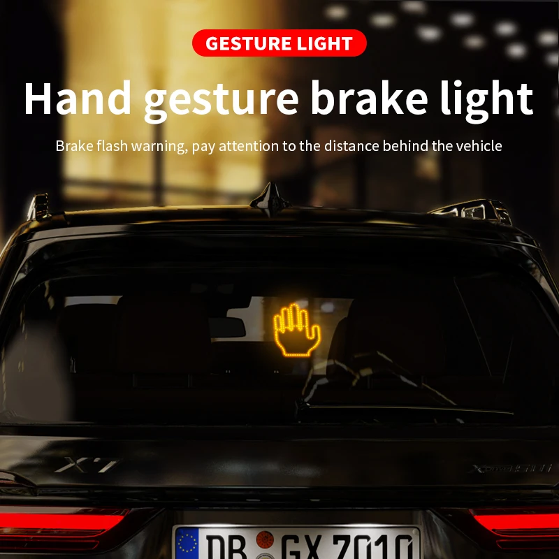 1PC Amber Middle Finger Gesture LED Light Road Rage Signs Warning Brake Light P 35951442