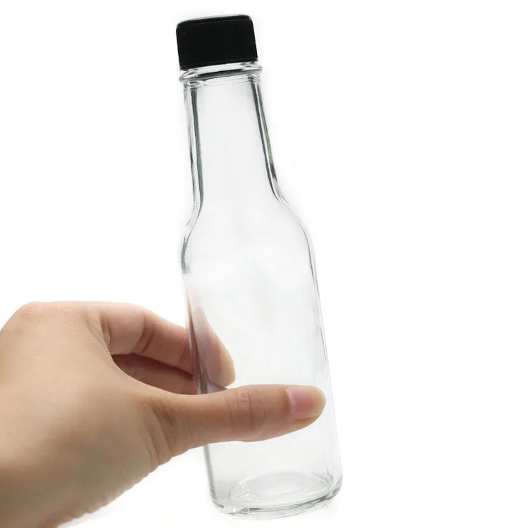 5oz (150ml) Flint (Clear) Glass Woozy Sauce Bottle Round - 24-490 Neck