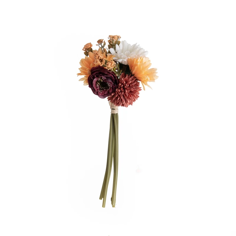 Mw83501 Cheap Artificial Fabric Gerbera Dandelion Rose Bouquet For Home