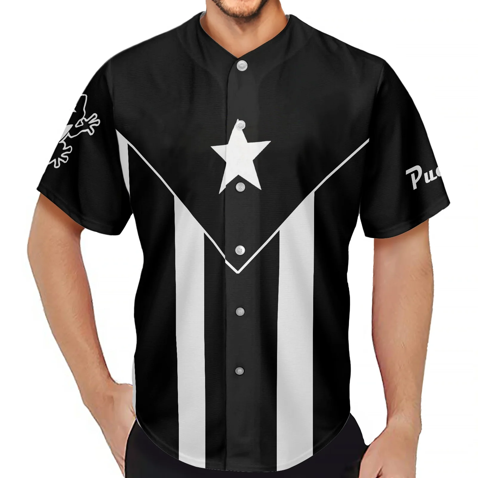 Ropa de talla grande para hombre, jersey con estampado de bandera de PUERTO  RICO, jersey de béisbol estampado a pedido, jersey de béisbol a la moda