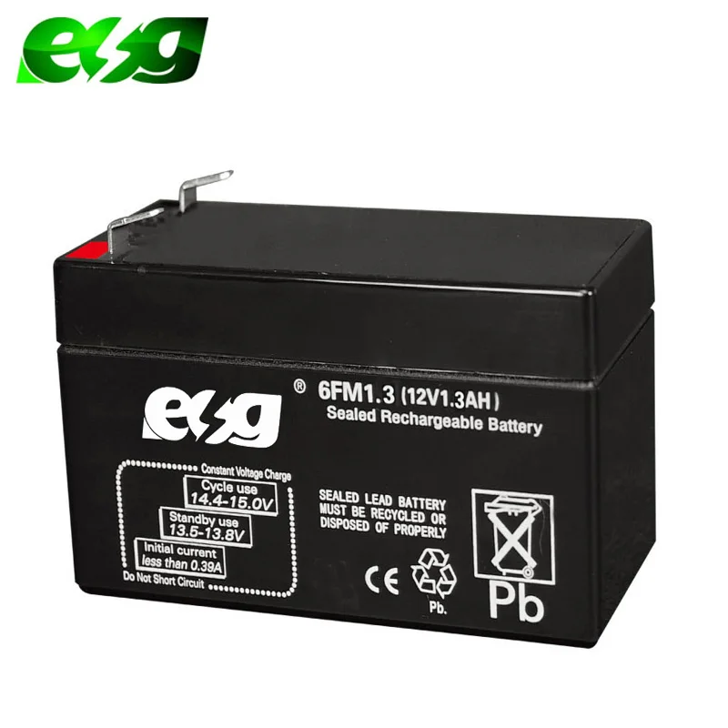 ESG For Emergency Lights 12v 1.3AH UPS AGM Maintenance Free Deep Cylce Storage Battery