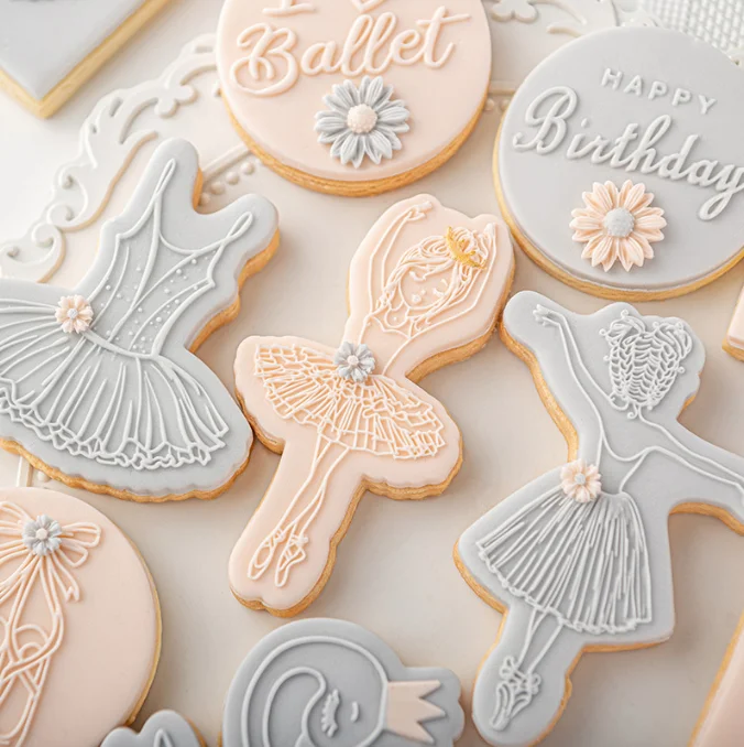 Herramienta de galletas de estilo europeo retro, molde para galletas  fondant, Ballet, zapatos de baile para niña, molde de grabado acrílico,  cortador