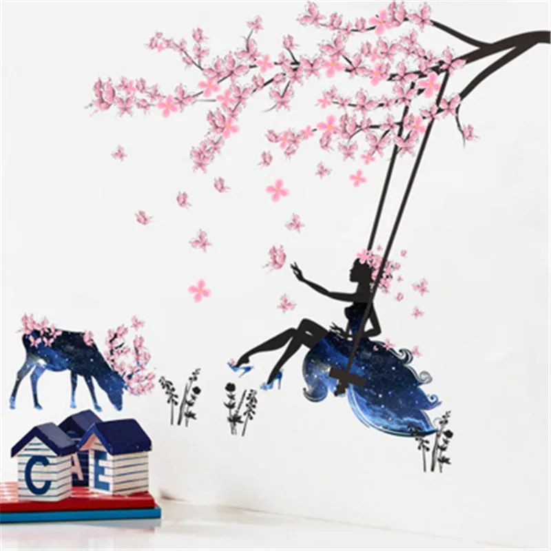 Misfortune mere celebrate Romantic Flower Fairy Swing Wall Stickers For Kids Room Wall Decor Bedroom  Living Room Children Girls Room Decal Poster Mural - Buy Wall Sticker  Flower,Wall Sticker Home Decor,Wall Sticker For Bedroom Product