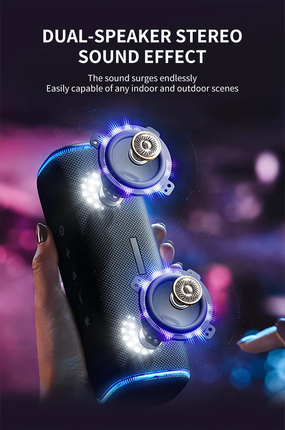 F9 Cyboris IPX7 Waterdichte 60W Mini Draagbare Speaker met Bass Boost, TWS Dual Pairing voor buiten_voghion.com