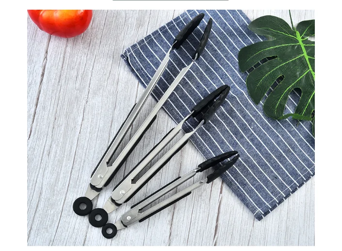 Premium Silicone BPA Free Non-Stick Stainless Steel BBQ Cooking Kitchen Tongs manufacture