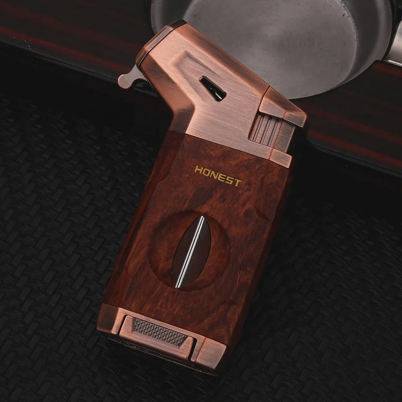 New Multifunctional Lighter 2-in-1 Inflatable Lighter with sharp Cigar Cutter and Visible air Chamber