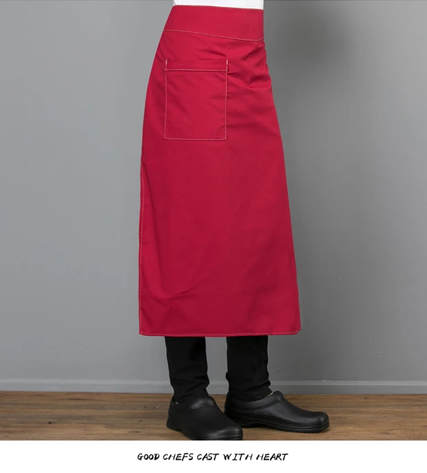 Chef's Half-Length Polyester Apron Black with Printing Durable for Male and Female Waiters Catering & Hotel Extended Coverage
