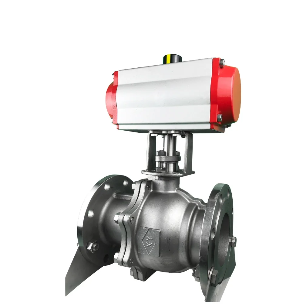 XinYi  DN100 4 inch 2 Way Flanged Air Operated Spring Return Pneumatic Control Ball Valve for Steam 