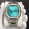 Silver watch light blue dial