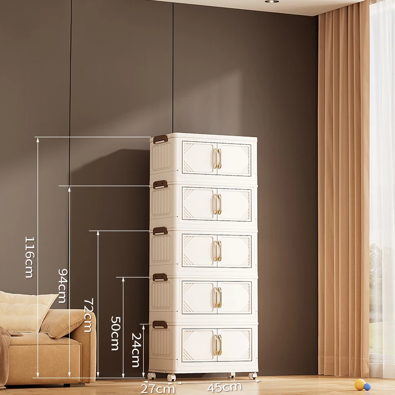 8093-3 Household 3 Tiers Stackable Cabinet Snacks Toys Books Folding Collapsible Storage Box for Kids