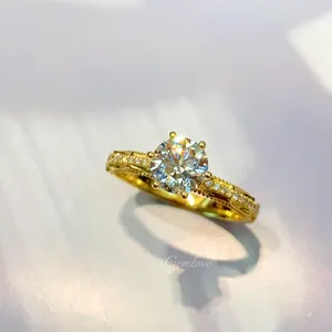 18K Gold 1CT 3.17gLab-Grown Diamond Ring, Radiant Cut, IGI Certified, Luxury Engagement/Wedding Jewelry for Women