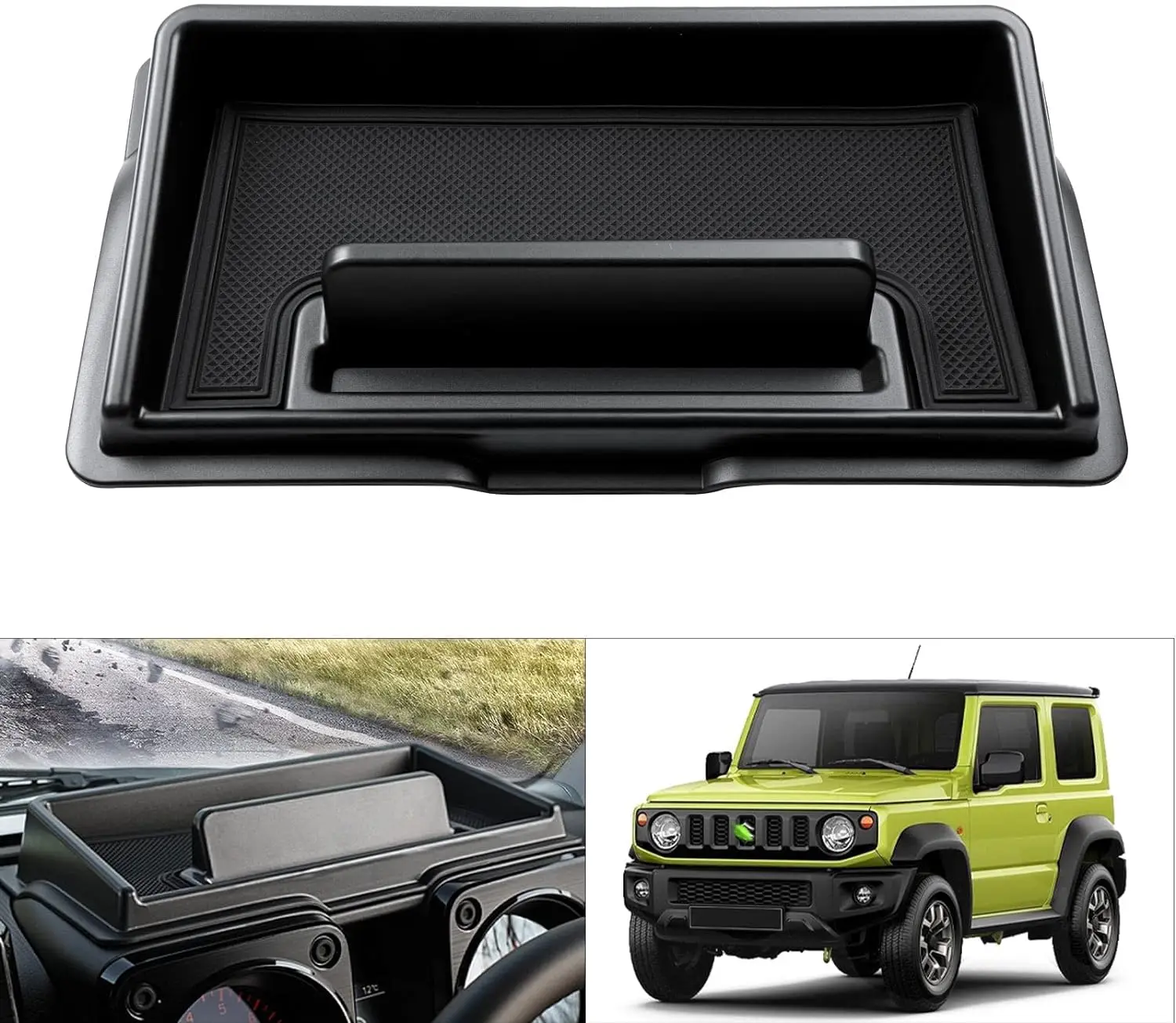 TELLIKA Dashboard Console Tray Storage Box Phone Stand Black Console Organizer for 2019 Suzuki Jimny JB64W JB74 Accessories