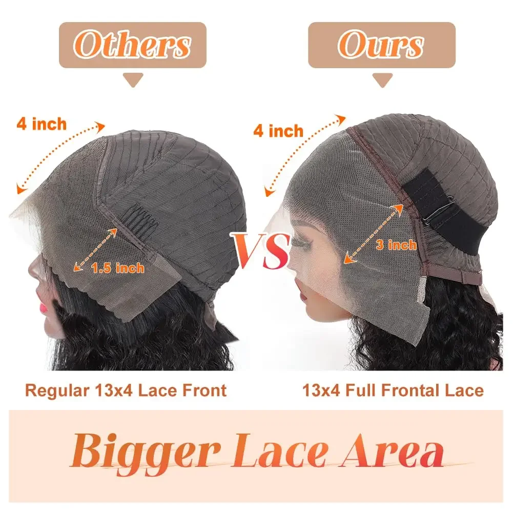 180 % Dichte, Wasserwelle, Bob-Perücke für Frauen, Echthaar, Lace-Frontal-Perücke, 13 x 4_voghion.com