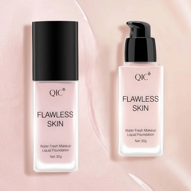 QIC 30ml Face Foundation Base Makeup Matte Oil Control Concealer Full Coverage Soft Liquid Foundation Cream Cosmetics