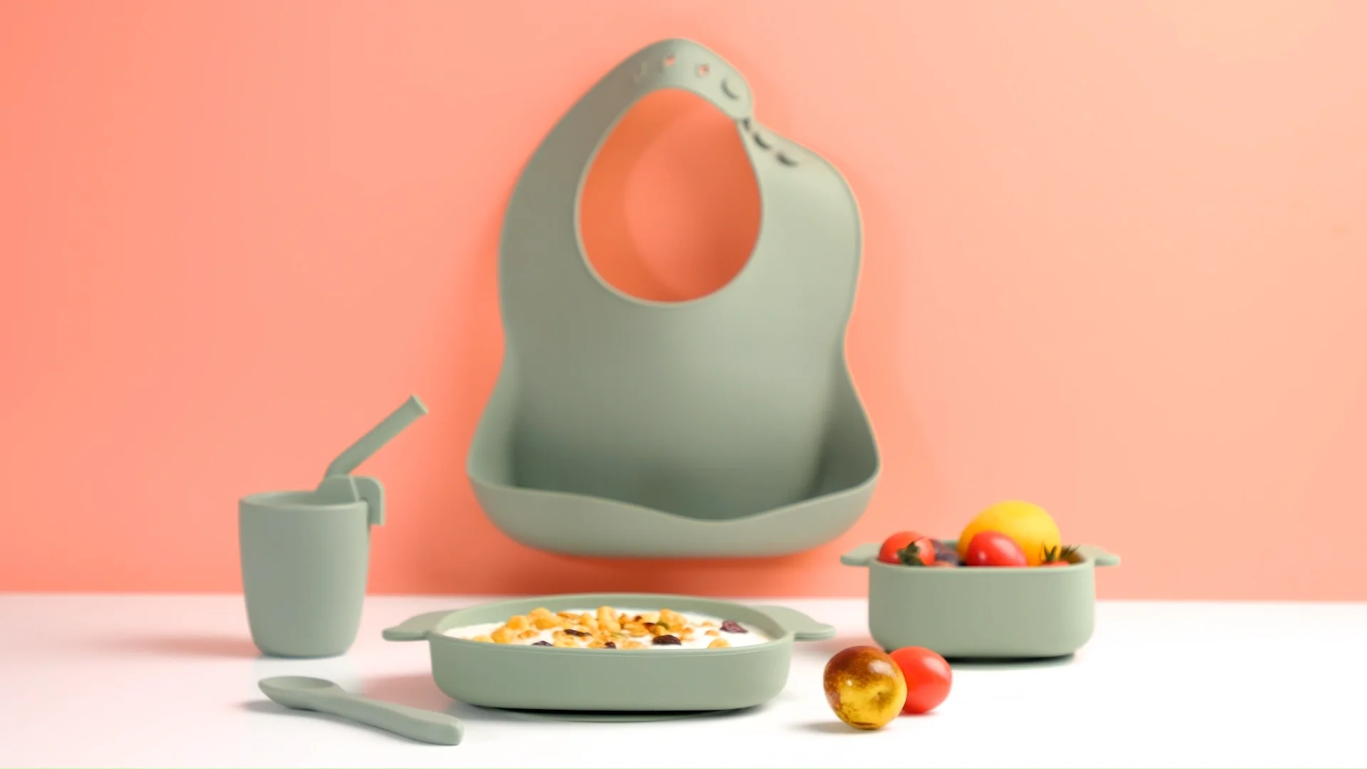 Bpa Free Custom Silicone Baby Plates Spoon And Straw Silicone Baby