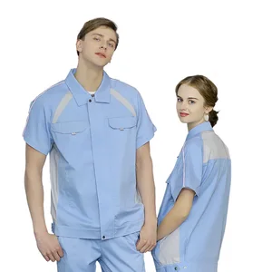 Wholesale Breathable Polyester Short Sleeve Engineer Workwear Work Coveralls Construction Worker Uniform