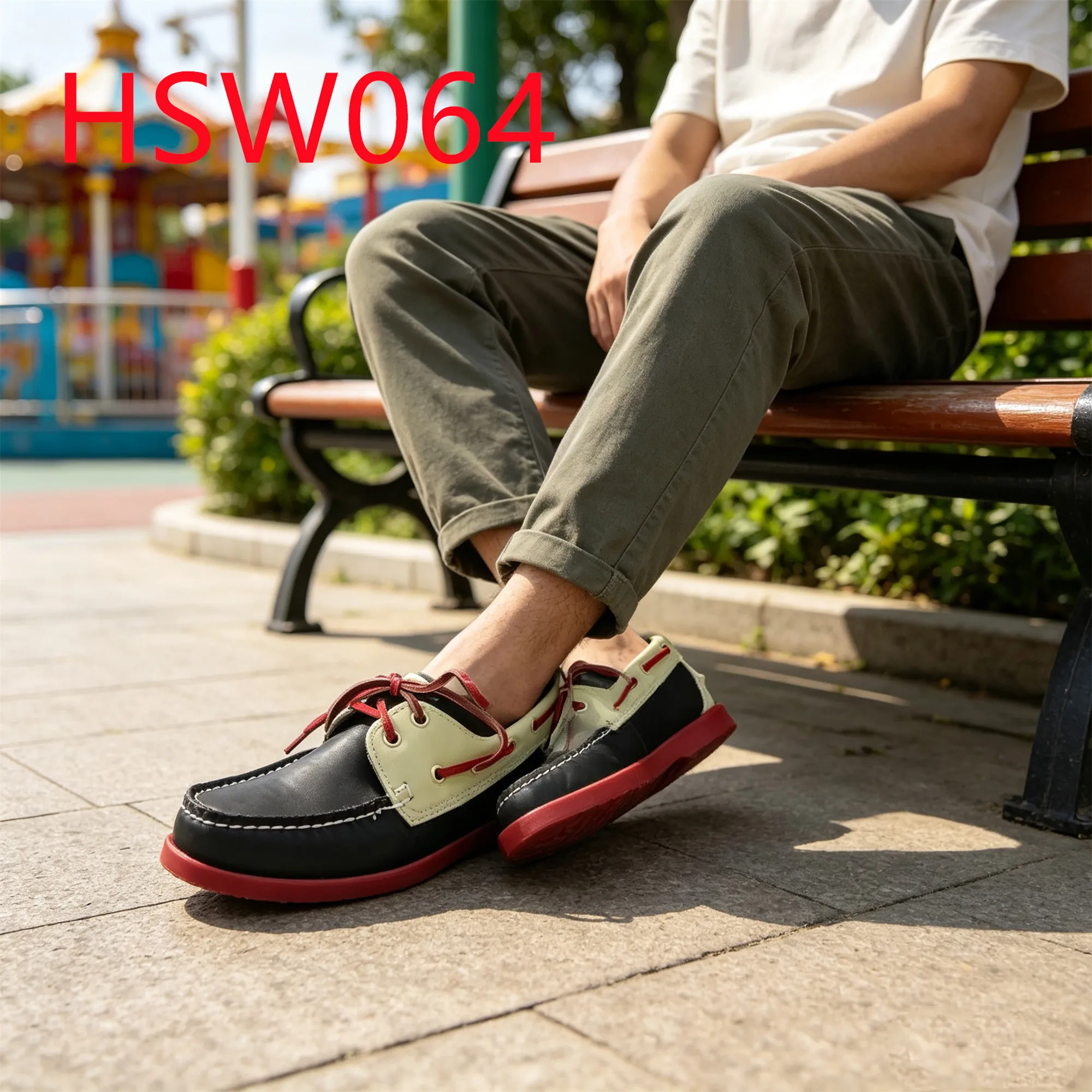 HY,Road Trip Lace-up Contrast Colors Leather Hua Singh Moccasin Shoes Everyday Walking Handmade Hard to Fade Boat Shoes HSW064