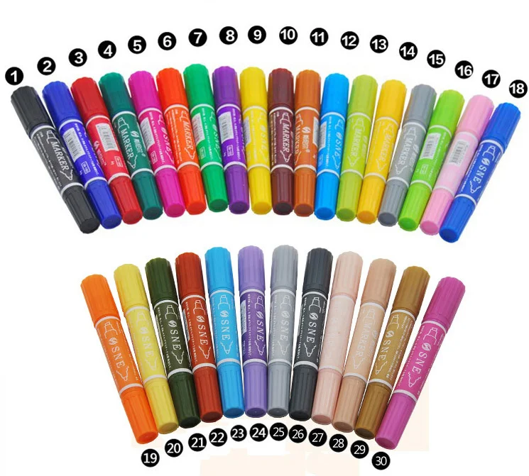 hot selling multi-color dual tip waterproof permanent marker set