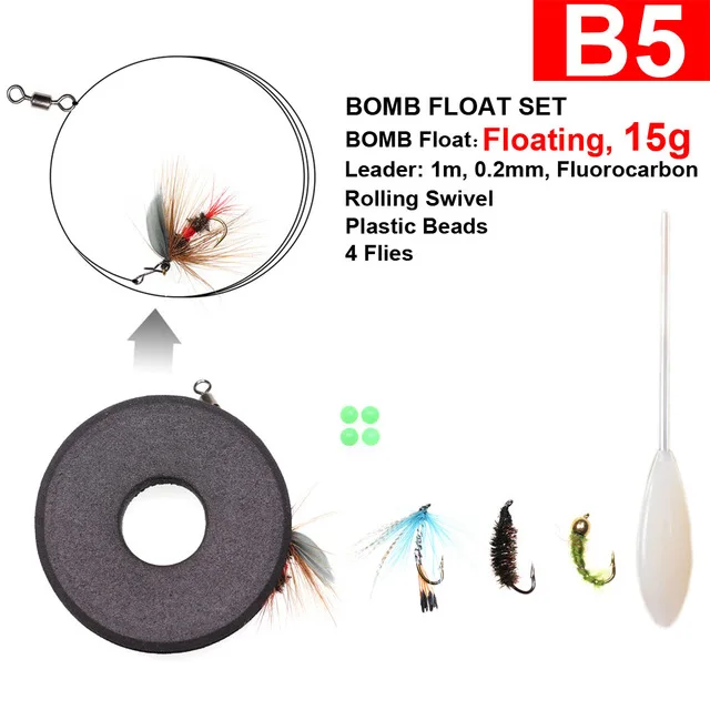Tied Fishing Fly Float Rig Set