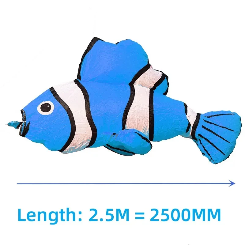 3D Colorful Clown Fish Nylon Kite Inflatable Soft Pendant Accessories for Outdoor Sports Toy Kite