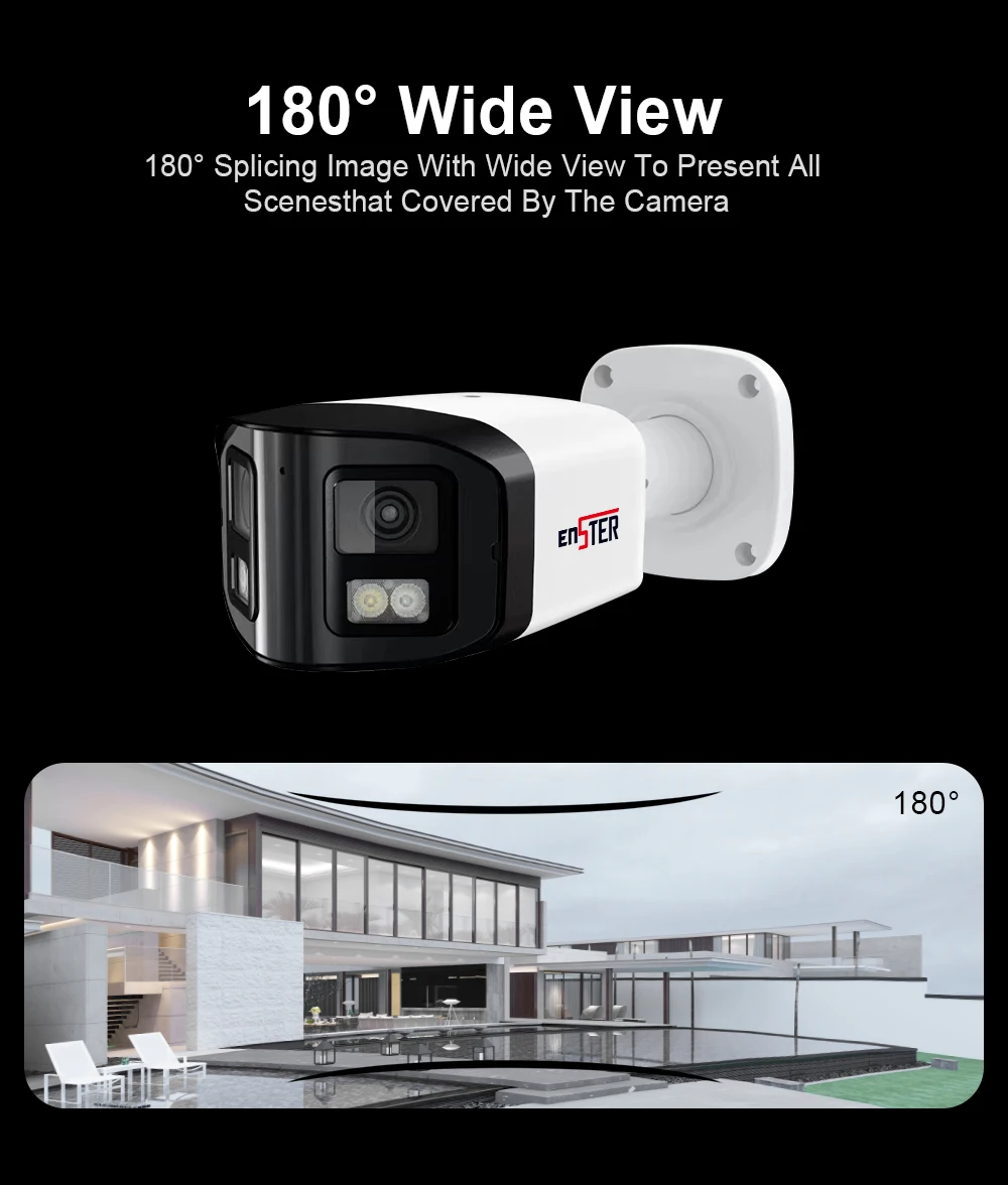 4MP Dual Lens 180 Degree Panoramic Hik Compatible IP PoE Security Camera ColorVu IP66 Two Way Audio Outdoor CCTV Bullet Camera