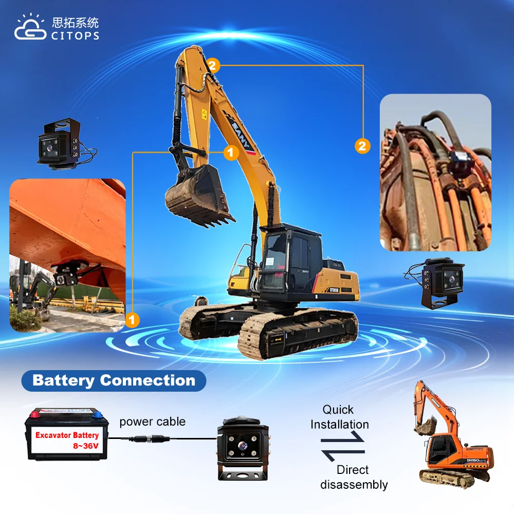 product 4g excavator camera gps tracking mobile dvr real time video monitoring dump truck construction vehicle remote monitoring system-7