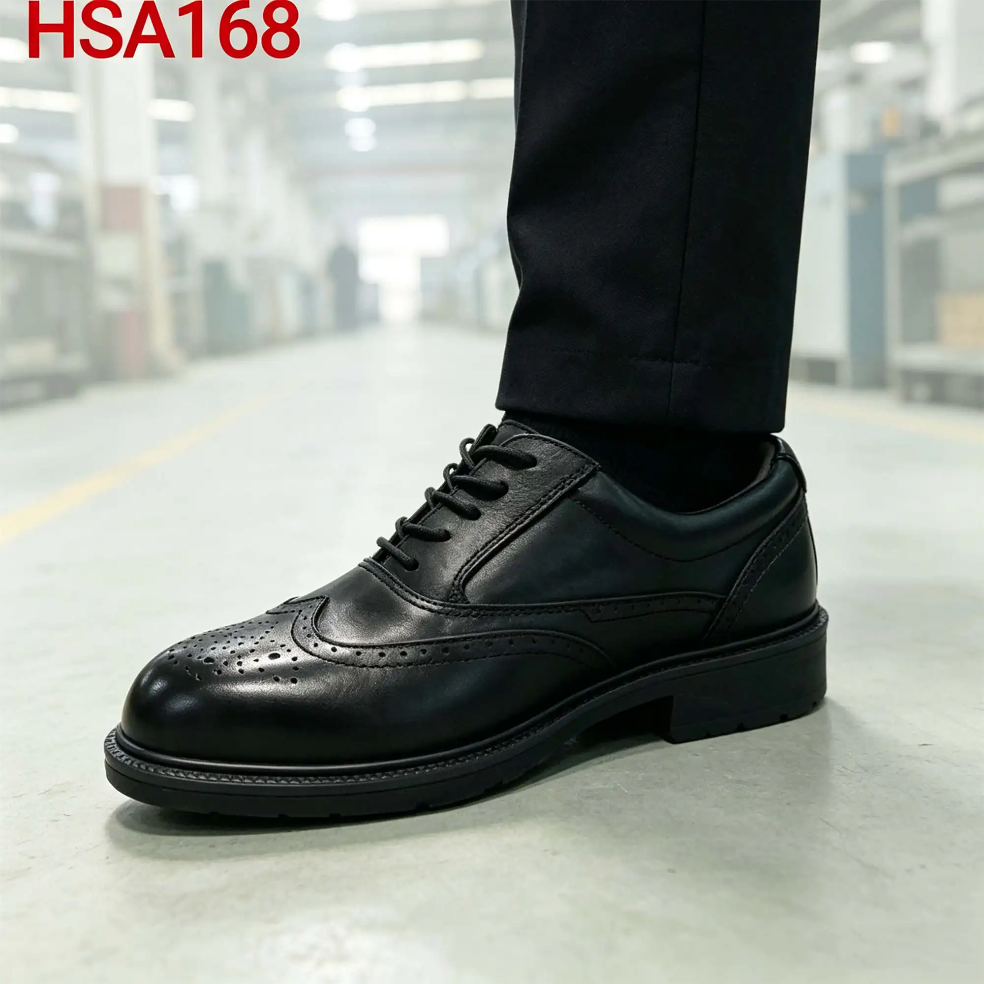 ZYF,Engineering Site Wing Tip Style Manager Safety Shoes with Steel Toe Full Grain Leather Leader Work Shoes in Kenya HA168