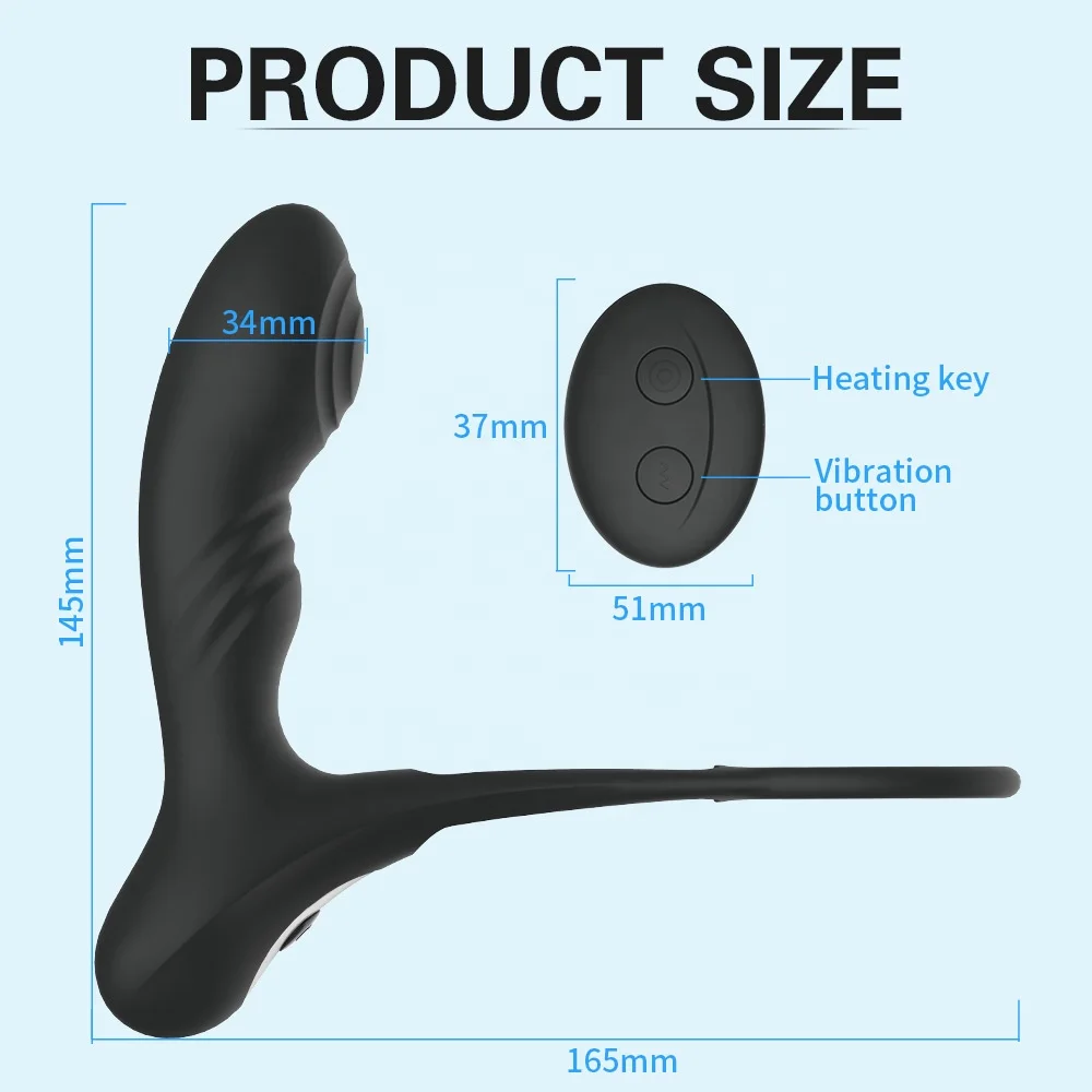 Remote Control Warming G Spot Vibrator Silicone Vibrating Anal Plug Cock Ring Vibration Butt Male Prostate Massager Dildo