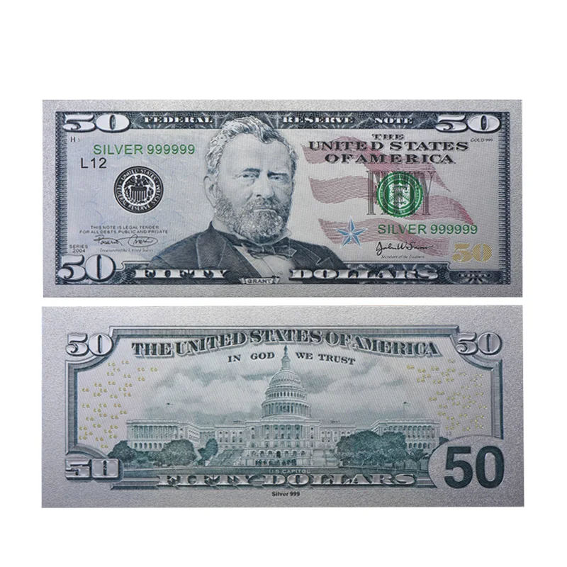 
 Wholesale Quality 100 Dollar Bill Silver Banknote New Design 100 Us Dollar Silver Foil Banknotes Custom pattern  