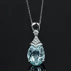 Drop Women Gemstone Sliver Color Sapphire Pendant Luxury Necklace Micro-inlaid Zircon Drop Shape Blue Pendant Necklace Women