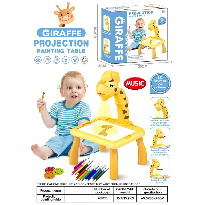 Multifunctional Painting Table Machine 24 Pattern Deer Projection Painting Table (With Music)  Projection Drawing Board for Kids