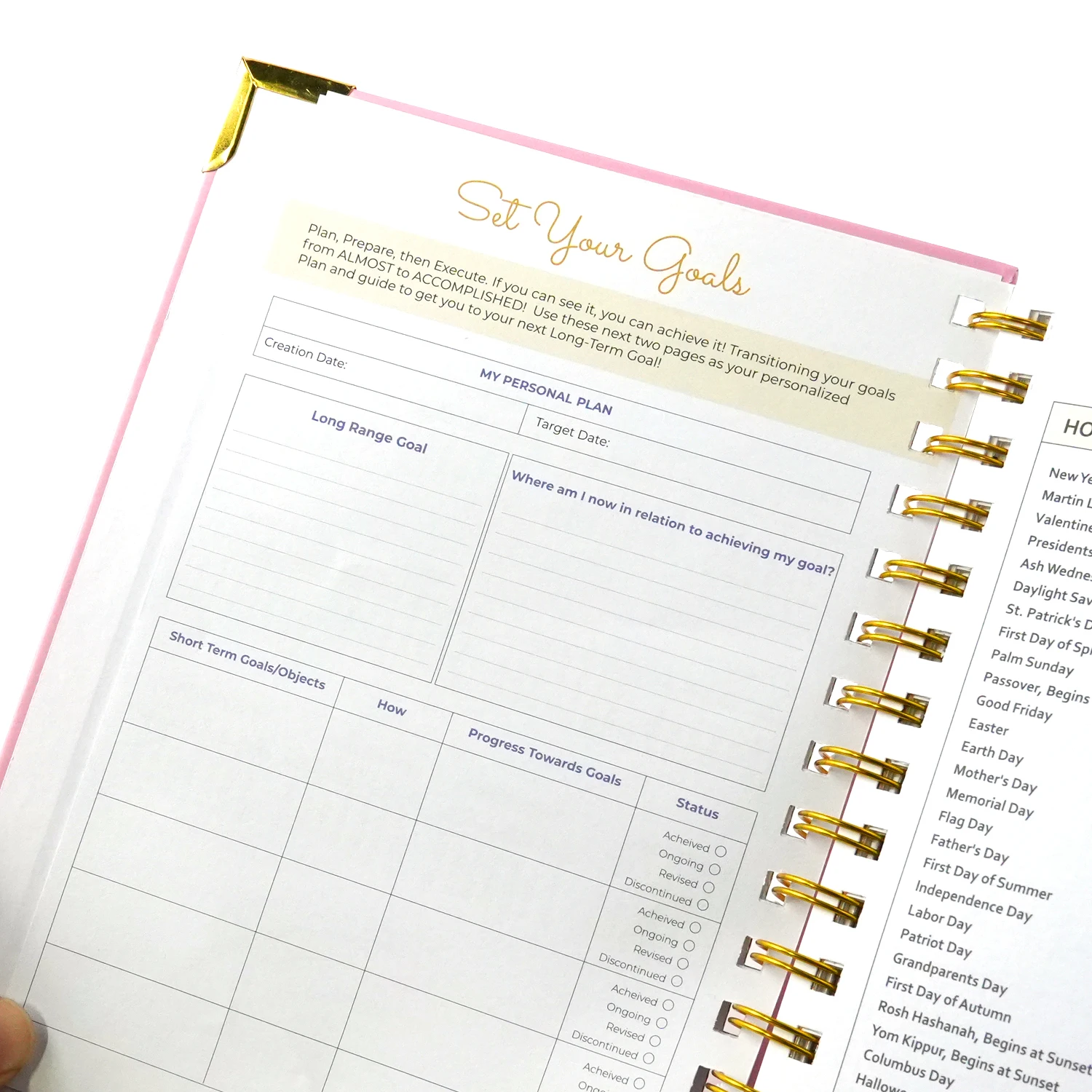 Custom Printed 2026 2027 Monthly Weekly Daily Law of Attraction Motivational Gold Foiling Hardcover Diary Planner Notebook