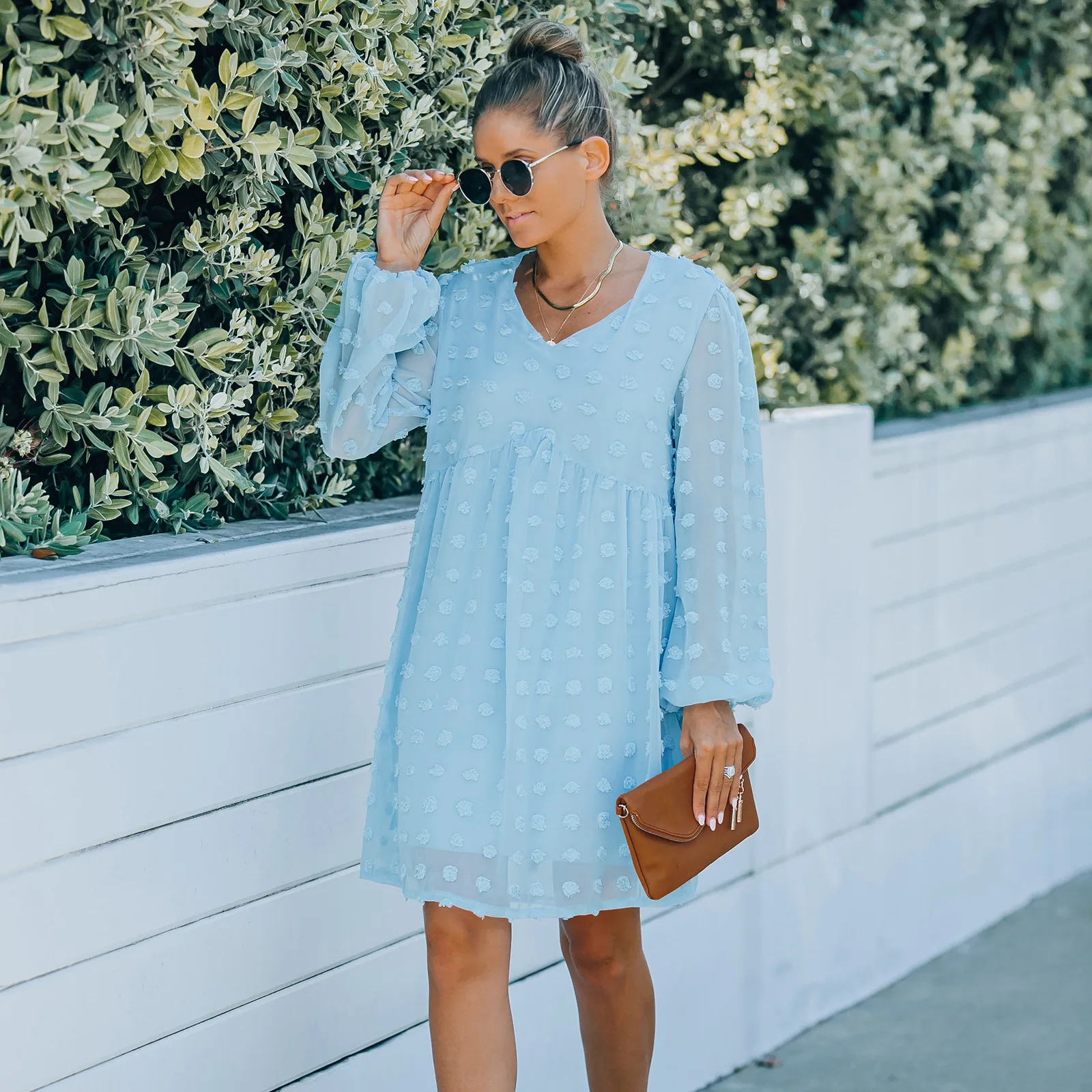 Vestidos Acampanados De Manga Larga Para Mujer,Tejido Jacquard,Longitud  Hasta La Rodilla,Para Otoño - Buy Manga Larga Longitud De La Rodilla  Vestidos De Gasa,Las Mujeres De La Longitud De La Rodilla Vaqueros Vestidos ,Gasa