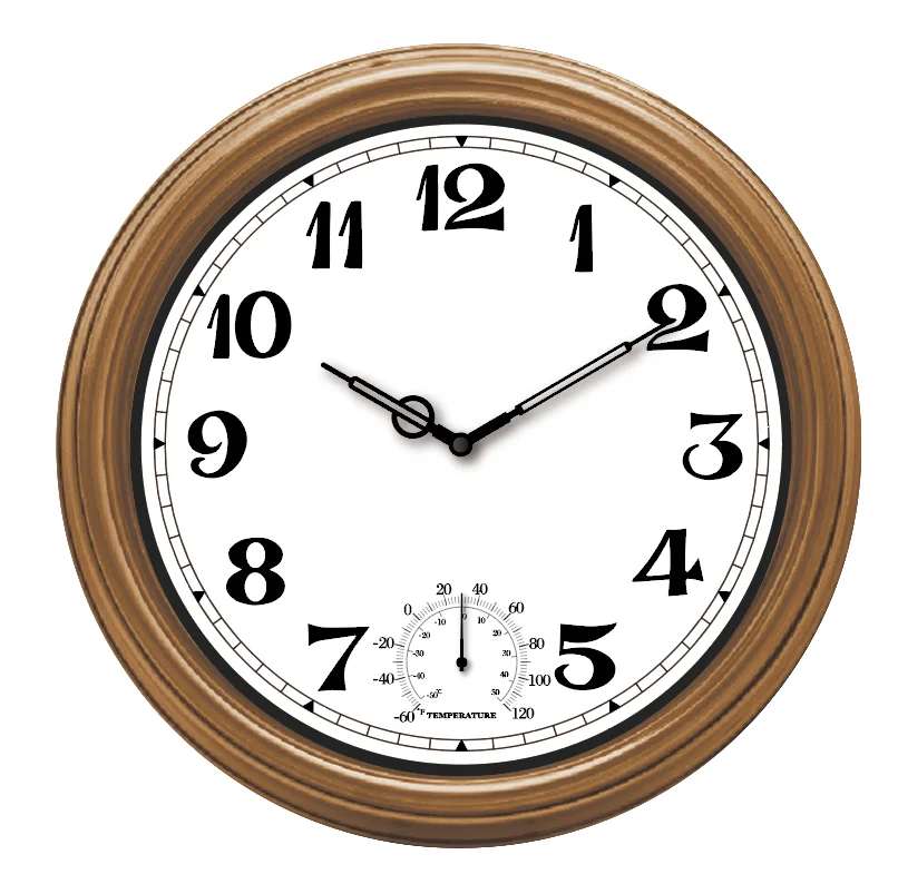 Винтажные круглые бесшумные кварцевые настенные часы в стиле ретро с термометром пластиковые старые наружные водонепроницаемый производитель