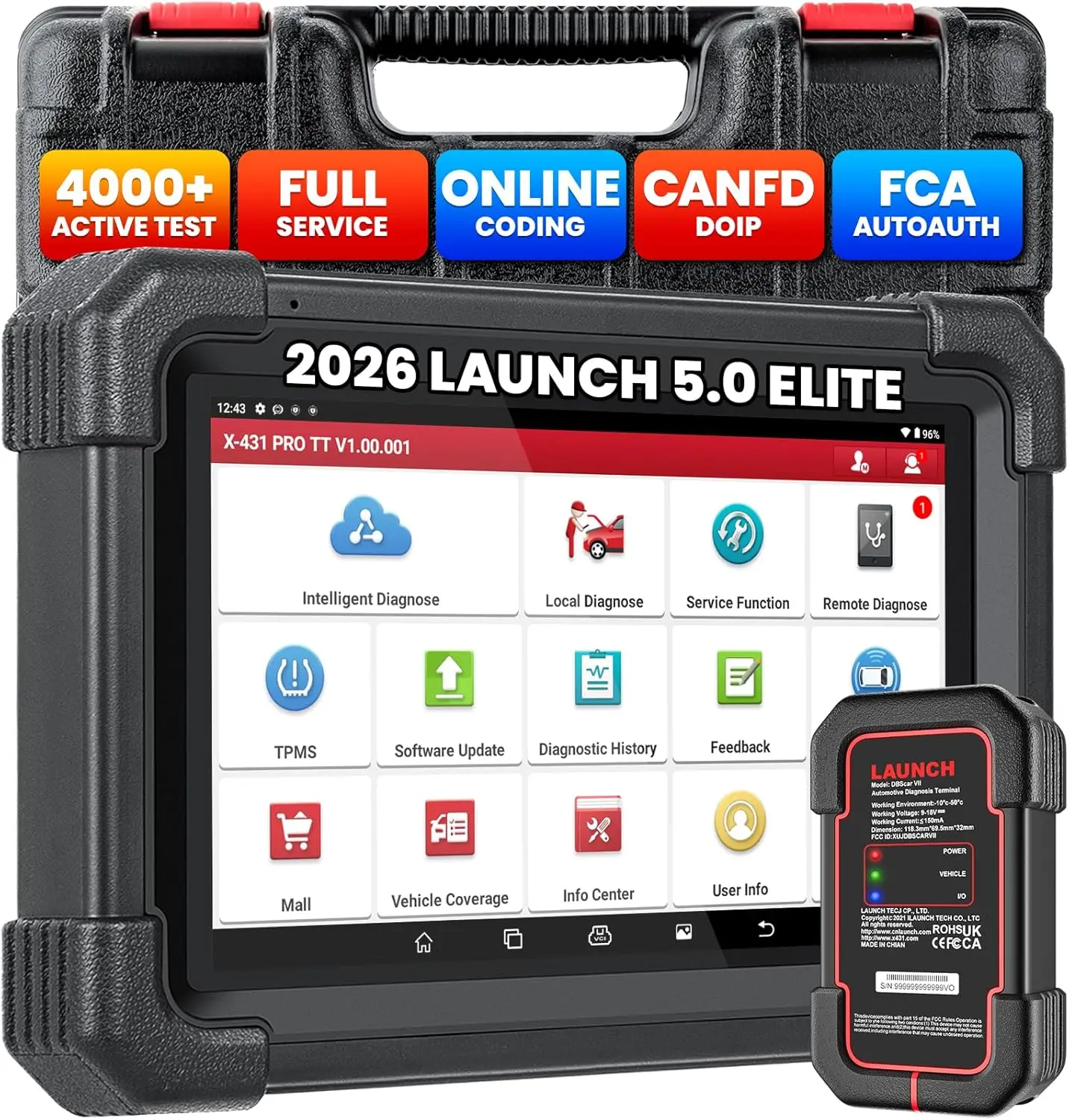 LAUNCH X431 PRO TT 自動車診断ツール DBScar VII VCI CAN FD対応 OBD2