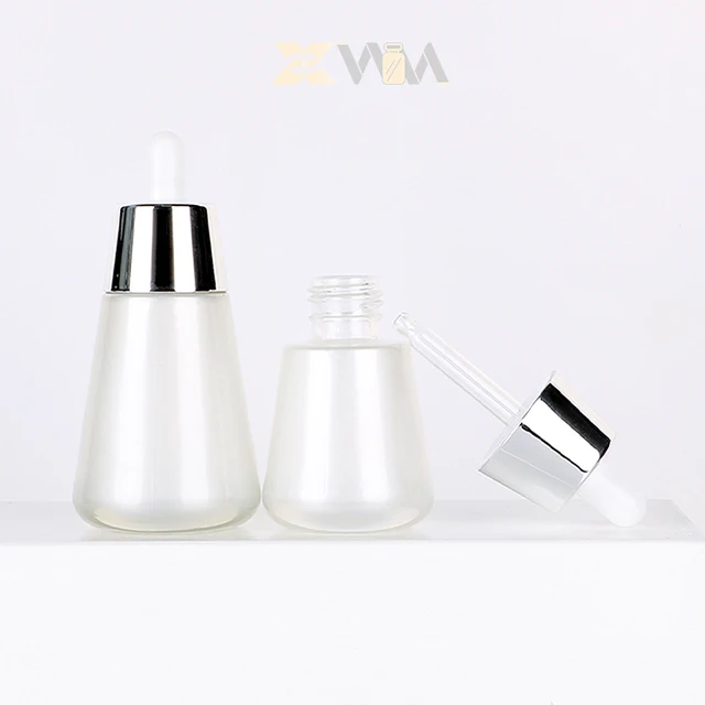 Velvet-Cone 30ml White Opaque Conical Glass Dropper Bottle + Electroplating for Myrrh Essential Oil