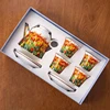 Oil Painting Tulip - Ceramic Teapot + 4 Cups and Saucers