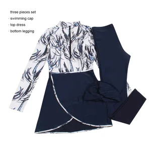 3 Piece Set Islamic Women's Modest Tankini Swimsuit with Pants Breathable Quick Dry Long Sleeves
