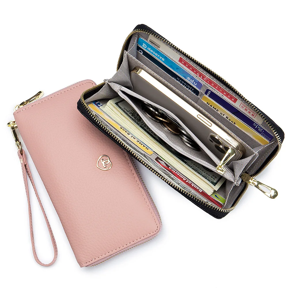 Women Wallet Double Zipper Long Clutch Wallets Large Capacity Card Holder  Purse