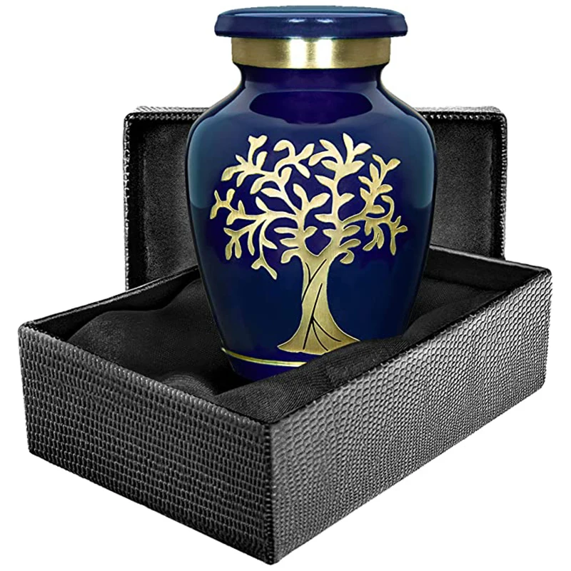 Tree of Life Blue Small Keepsake Urn for Human Ashes Mini Sharing Urns That Makes a Warm Resting Place for Your Loved One Lost