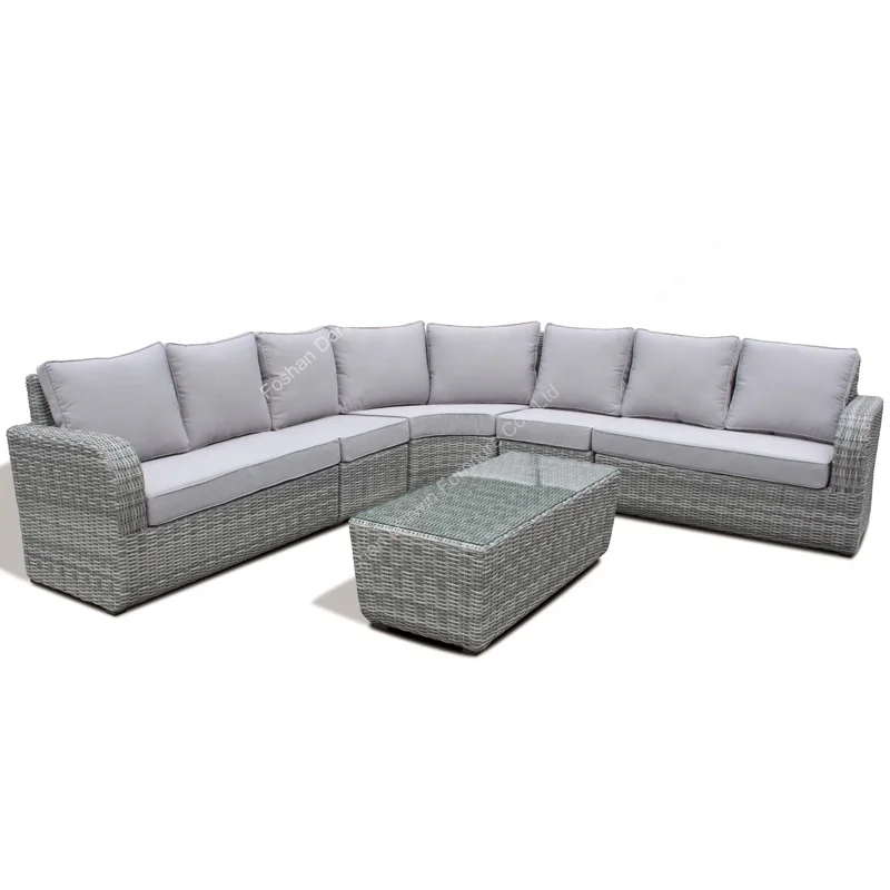 rattan rounded corner sofa