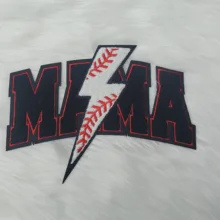 Custom Black Chenille Letters Patch Iron on Baseball Mama Glitter Embroidery Chenille Patch Design for Clothes
