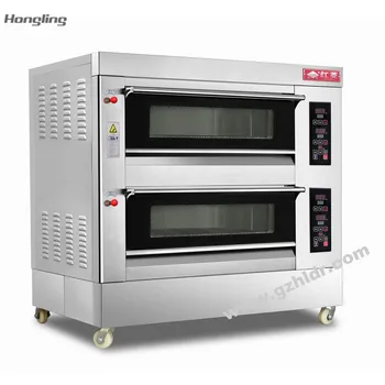 HLY-204-NM Double Deck 4 Trays Glass Door Gas Oven Bread Bakery Oven