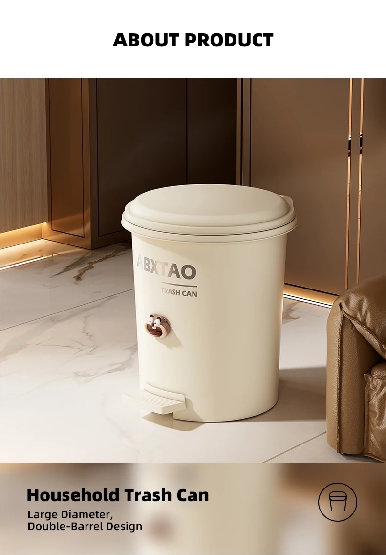 product wanuo cute cartoon decor foot pedal trash can plastic foot pedal garbage bin with removable inner bucket-2