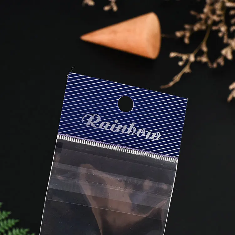 Clear BOPP PP Opp Plastic Bag with Hanging Hole White Header Pouch Cellophane Cello Gift Packing Bags Flap Card Packing Display