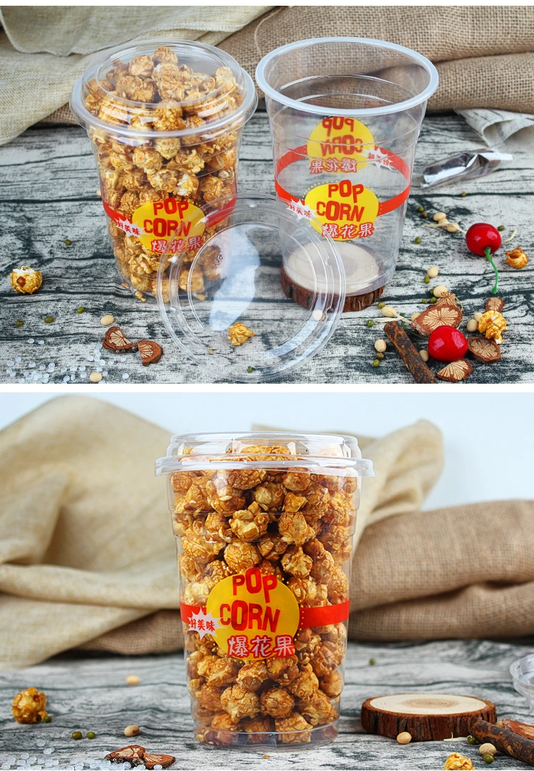 Custom logo 1000ml plastic cup printed plastic popcorn buckets food buckets,plastic Cups for popcorn supplier